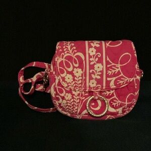 Vera Bradley Twirly Birds Pink Little Hip Bag Crossbody Wallet Like New